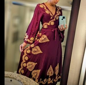 Bohemian Maxi Wrap Embroidered Dress